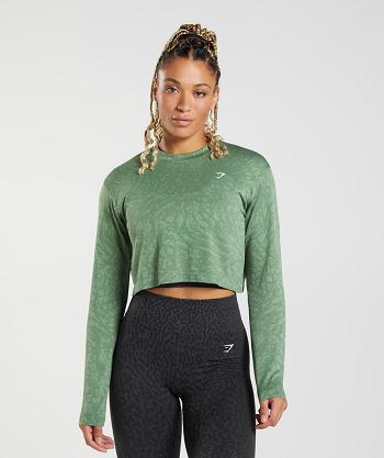 Dámské Long Sleeve Gymshark Adapt Animal Seamless Zelene | CZ 3526AHK